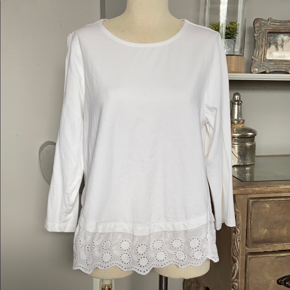 Eyelet hem white top